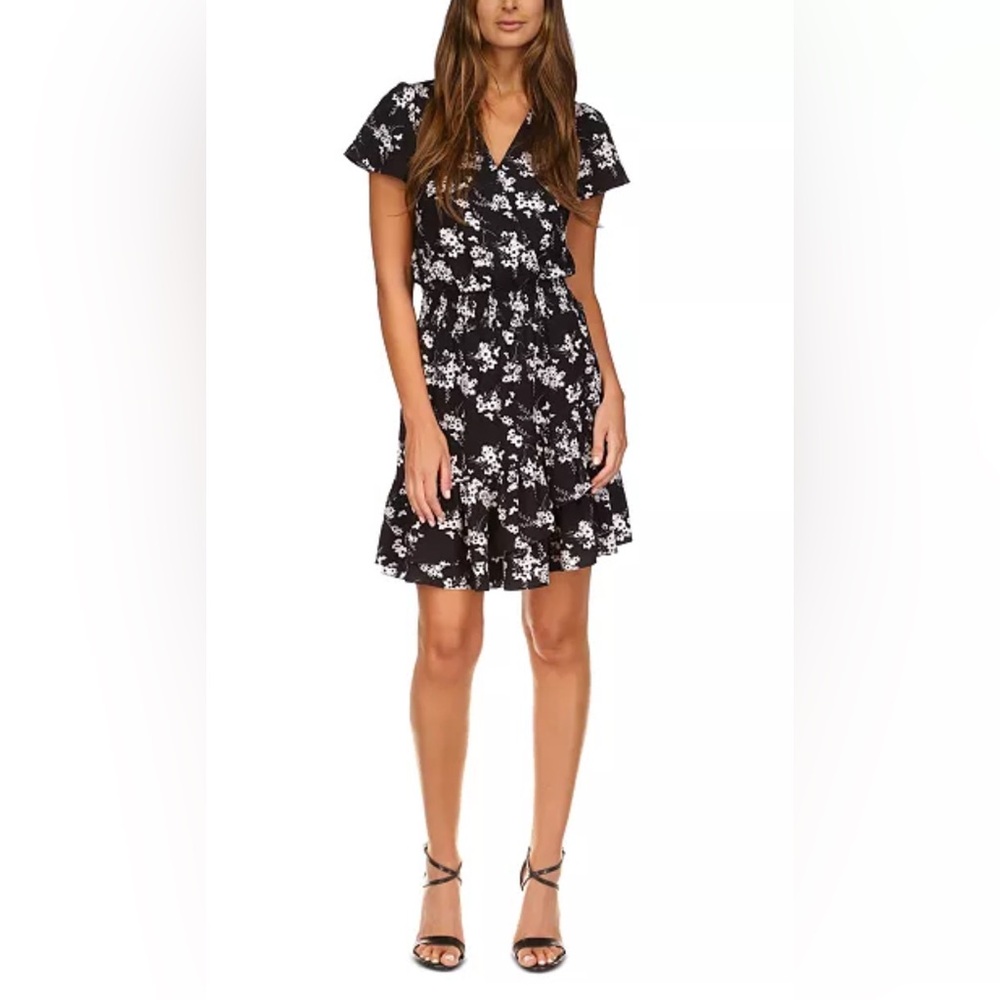Michael Kors Black and White Floral Mini Dress